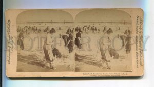 3106456 USA in the Surf Manhattan Beach Vintage STEREO PHOTO