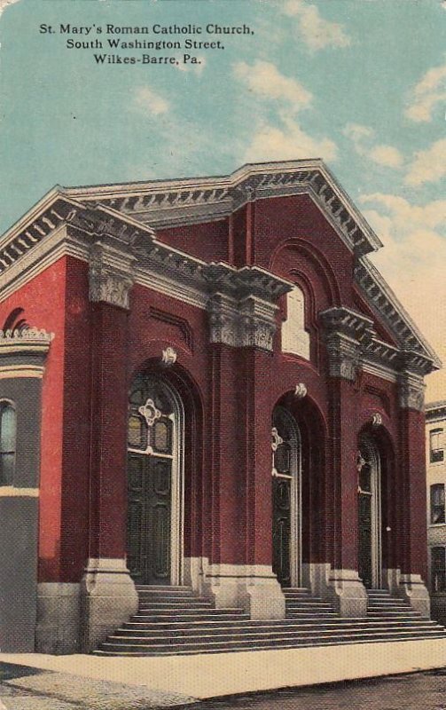 Postcard St Mary's Roman Catholic Church Wilkes Barre PA