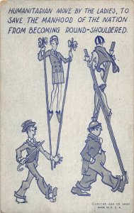 G39/ Interesting  Non-Postcard Walking Stilts Women Humaintarian c1920s