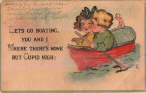 romance postcard: Let's Go Boating, You and I