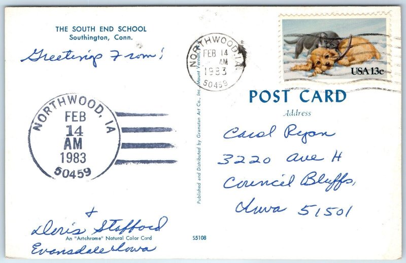 1983 Northwood, IA Post Office Cancel Postcard Town USPO Postal History A268