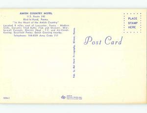 Unused Pre-1980 OLD CARS & AMISH COUNTRY MOTEL Bird-In-Hand PA u6762-22