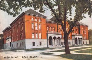 ROCK ISLAND ILLINOIS HIGH SCHOOL 21st & 6th AVE POSTCARD 1910 DESTROYED BY FIRE