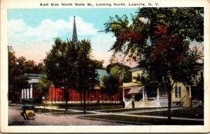 Postcard NY Lowville East Side North State St. Looking North
