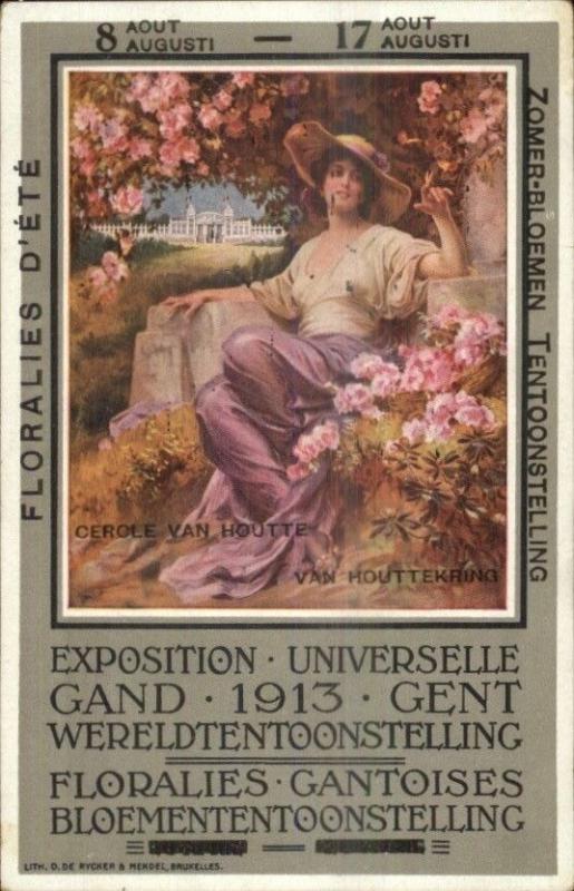 Gand Belgium 1913 Universelle Expo Flower Floralies Beautiful Woman PC