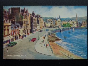 Scotland OBAN George Street by artist E.W.Trick c1950s Postcard by Valentine