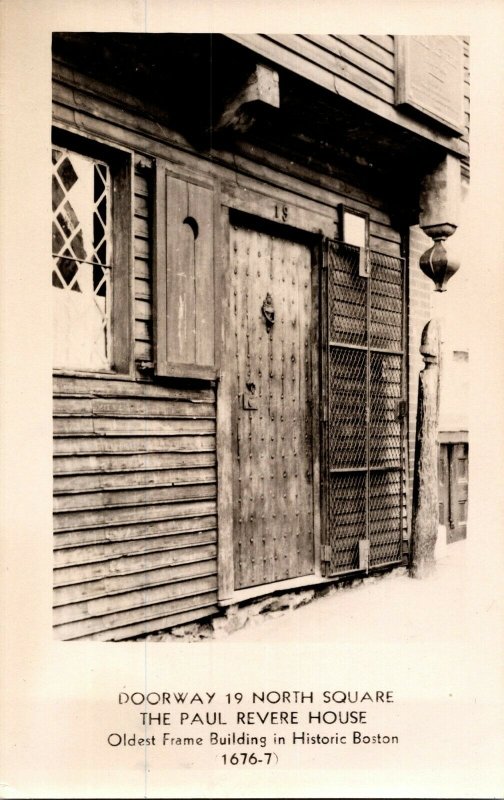 RPPC Doorway 19 North Square, Paul Revere House Boston MA Vintage Postcard G42 