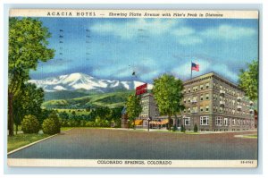 1961 Acacia Hotel Showing Platte Ave. Colorado Springs Colorado CO Postcard 