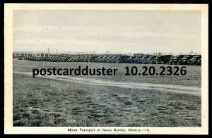 h5169 - CAMP BORDEN Ontario Postcard 1930s Military Motor Transport by PECO