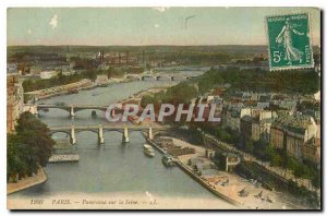 Old Postcard Panorama Paris on the Seine