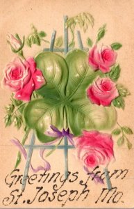 Missouri St Joseph Greetings With Roses Embossed