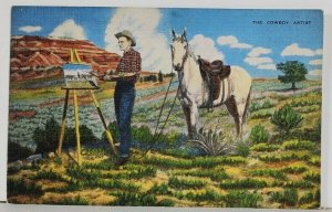 Painting the West, The Cowboy Artist L.H. Dude Linen Postcard Q11