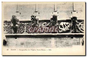 Old Postcard Dijon The Gargoyles of Notre Dame Church