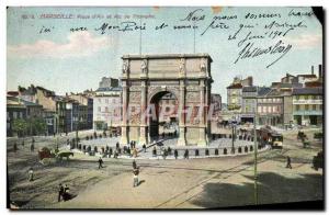 Old Postcard Marseille Place D & # 39Aix And Arc De Triomphe