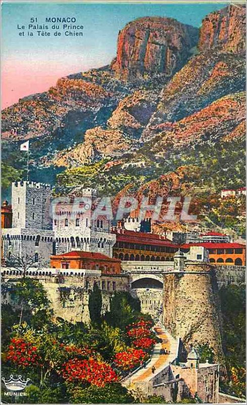 'Old Postcard Monaco The Prince''s Palace and the Dog Tete'