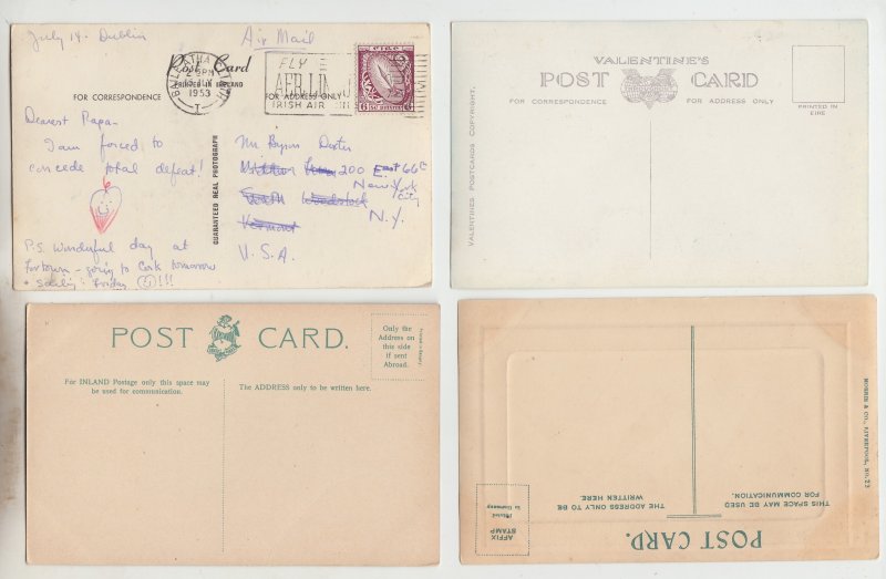 P2941, 4 old postcards irish ireland views collection ,1 postmarked 1953