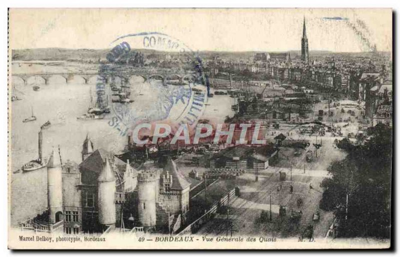 Old Postcard Bourdeaux Vue Generale The Quays