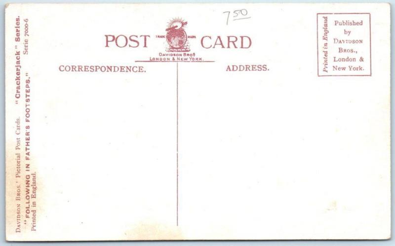 CRACKERJACK Series  Child in Oversize Clothes Smoking   Davidson Bros.  Postcard