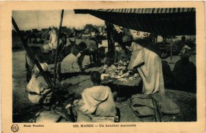 PC CPA MOROCCO, FLANDRIN 602, UN BOUCHER, VINTAGE REAL PHOTO POSTCARD (b12131)