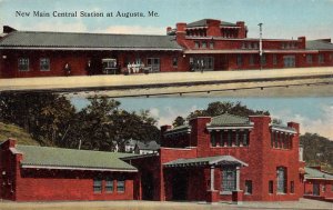 Augusta Maine multi photo of Main Central Station antique pc DD7539