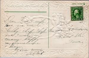 Best Wishes - wedding postcard - embossed  - posted 1c Washington