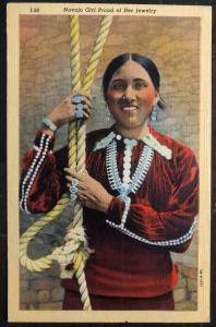 Mint USA PPC Picture Postcard Native Ame Navajo Indian Girl Proud Of Her Jewelry