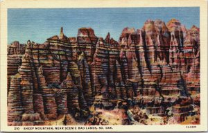 Sheep Mountain Near Scenic Badlands South Dakota Linen Postcard C196