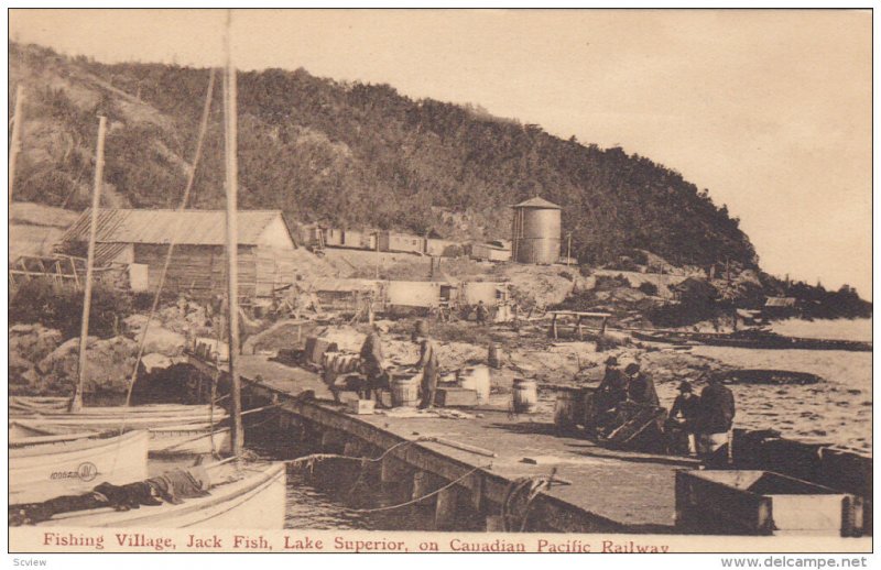 LAKE SUPERIOR, Ontario, Canada, 1900-1910s; Fishing Village, Jack Fish, On Ca...