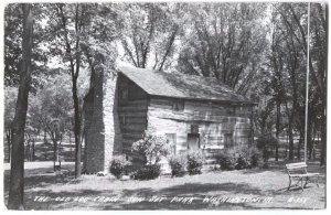 RPPC Postcard Old Log Cabin Sun Set Park Washington Iowa IA