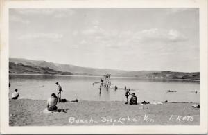 Soap Lake WA Washington People Beach TK #15  UNUSED Real Photo Postcard E48