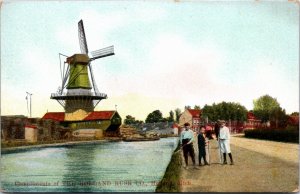 Advertising Postcard MI Holland Rusk Co. Dutch Delicacy Windmill Canal ~1910 H29