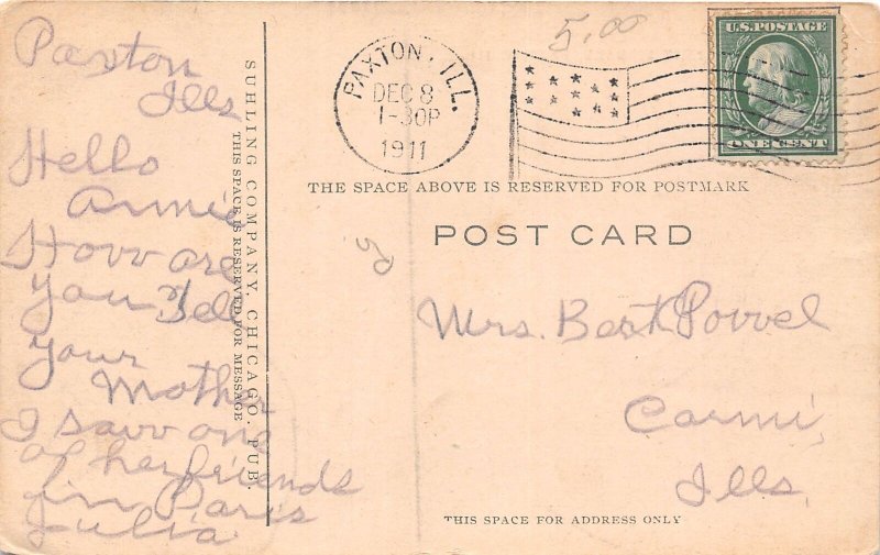 J66/ Paxton Illinois Postcard c1910 Carnegie Library  397