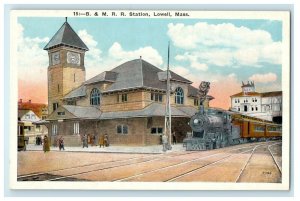 B.& M.R.R Station Locomotive Train Lowell Massachusetts MA Unposted Postcard