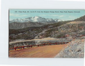 Postcard Pikes Peak from the Rampart Range Road Colorado USA