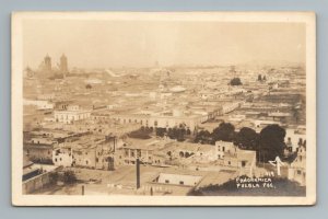 Puebla Birdseye View Aerial City Mexico RPPC Vintage Postcard 