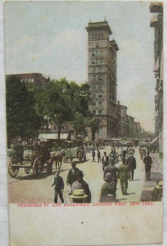 Chambers Street and Broadway Looking West NYC NY Undvd Back