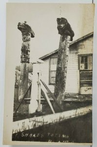 Wrangell Alaska Shakes Totems and House Rppc Postcard O20