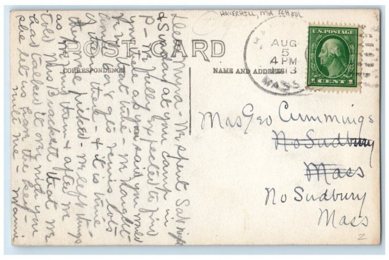 1913 School House View Haverhill Massachusetts MA RPPC Photo Posted Postcard