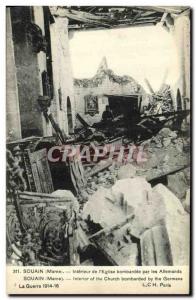 Postcard Old Army Souain Interior of The Church