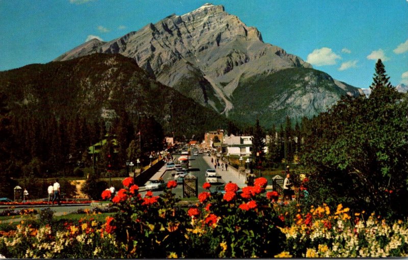 Canada Banff Main Street and Cascade Mountain