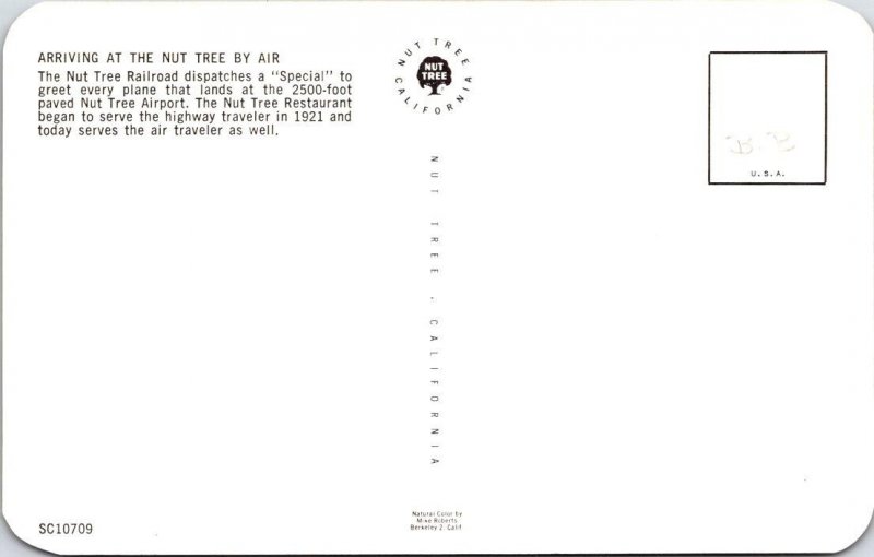 CA, Vacaville  NUT TREE AIRPORT~Miniature Railroad Train  ROADSIDE  Postcard