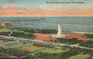 Vintage Postcard 1930's Bird's Eye View Grant Park Chicago IL Illinois