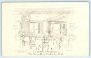 WASHINGTON D.C. ~ Corner of Restaurant THE DODGE HOTEL Artist View Postcard