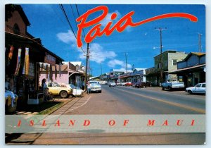 PAIA, MAUI Hawaii HI ~ MAIN STREET Scene 4x6 ~ 1995 Postcard