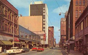 Locust Street Scene Cars Des Moines Iowa 1960s postcard