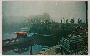 Cape Ann Mass FOG BOUND Inner Harbor at T Wharf Rockport 1960s Postcard D16