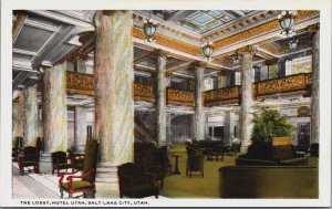 The Lobby Hotel Utah Salt Lake City Utah Postcard C215