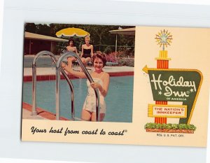 Postcard Three Women by the Pool Holiday inn Lake City Florida USA