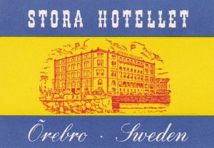 Sweden Orebro Stora Hotellet Vintage Luggage Label sk2685