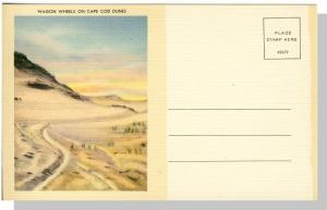 Divided Cape Cod, Massachusetts/Mass/MA Postcard, Wagon Wheels/Sand Dunes